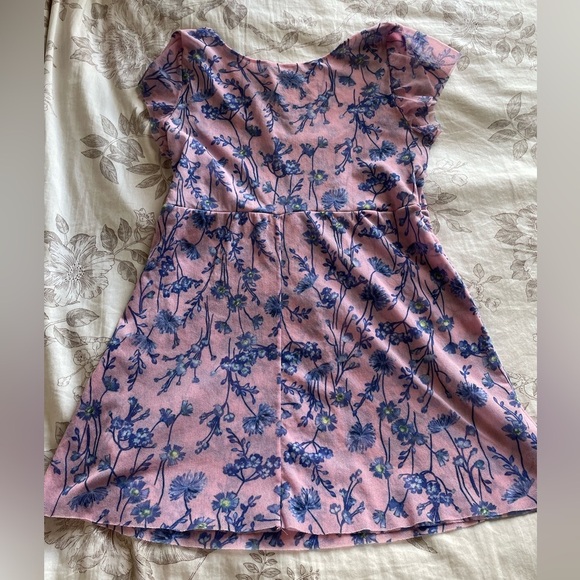 Y2K Double Mesh Sheer Pink Floral Printed Babydoll Top Medium Fairycore Feminine - Picture 3 of 7